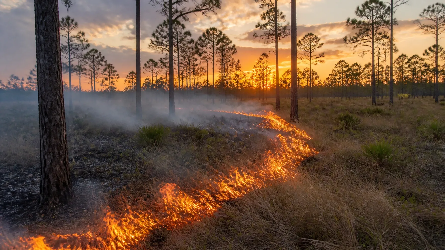 Prescribed burn in Florida pine flatwoods